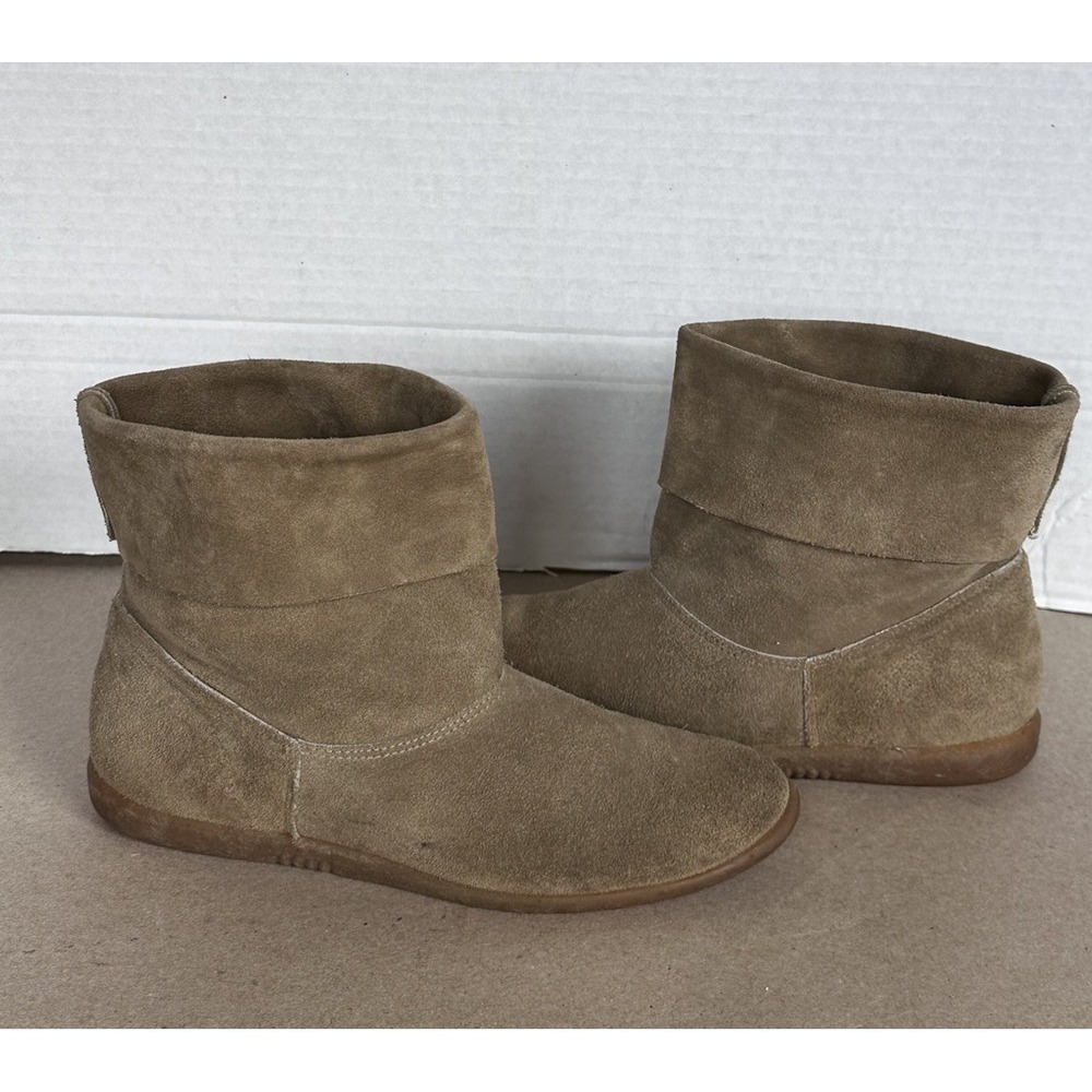 Vintage 80s  Brown Leather Suede Ankle Boots Moccasin Peter Pan US Sz 8.5